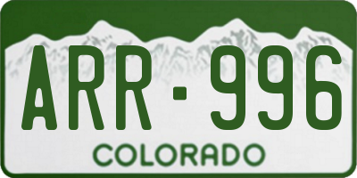 CO license plate ARR996