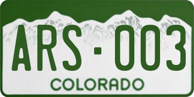 CO license plate ARS003