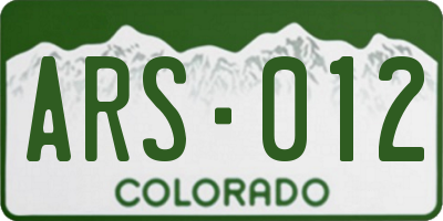 CO license plate ARS012
