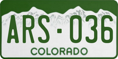 CO license plate ARS036