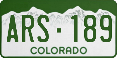 CO license plate ARS189