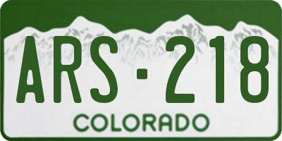 CO license plate ARS218