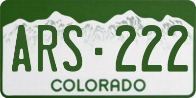 CO license plate ARS222