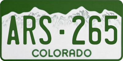 CO license plate ARS265