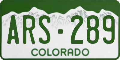 CO license plate ARS289
