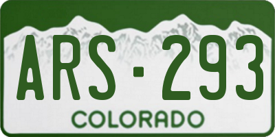 CO license plate ARS293