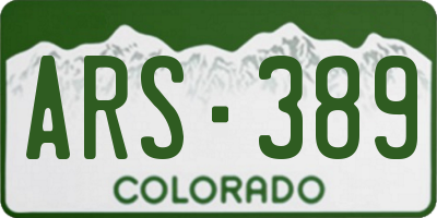 CO license plate ARS389