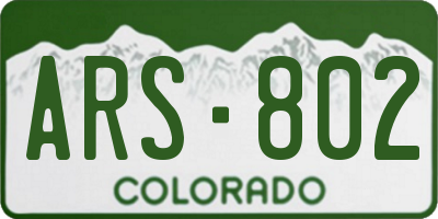 CO license plate ARS802