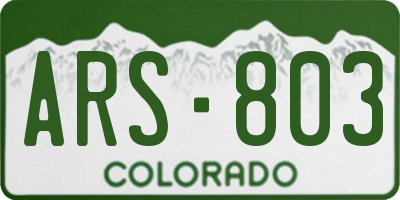 CO license plate ARS803