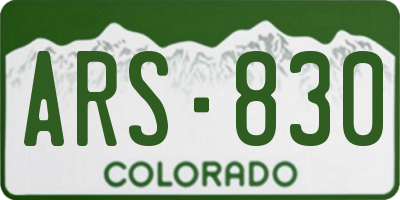CO license plate ARS830