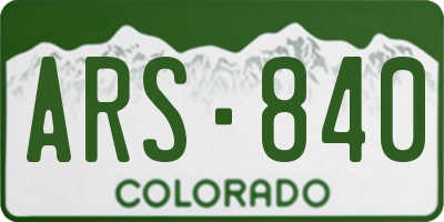 CO license plate ARS840