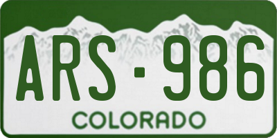 CO license plate ARS986