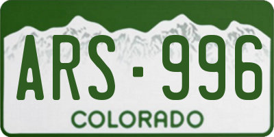 CO license plate ARS996