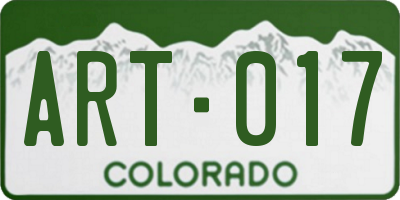 CO license plate ART017