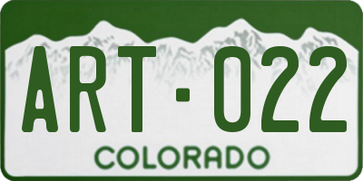 CO license plate ART022