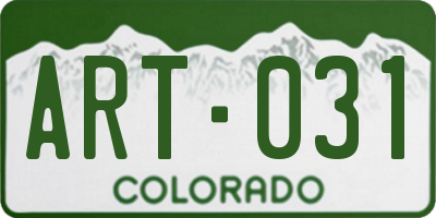 CO license plate ART031