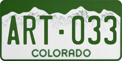 CO license plate ART033