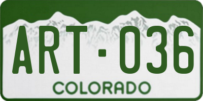 CO license plate ART036