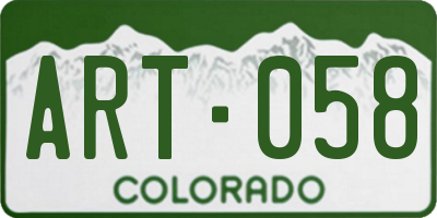 CO license plate ART058