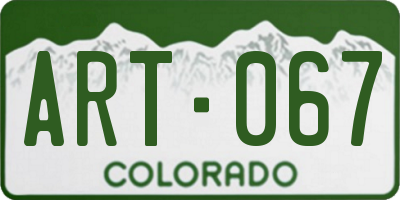 CO license plate ART067