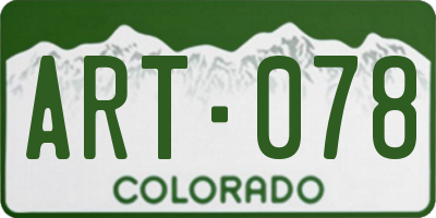 CO license plate ART078