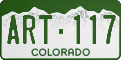 CO license plate ART117