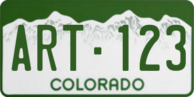 CO license plate ART123