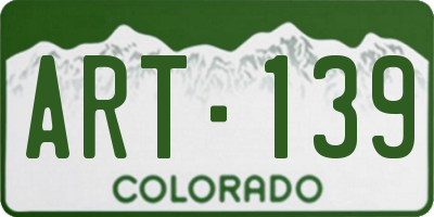 CO license plate ART139
