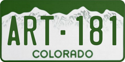 CO license plate ART181
