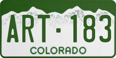 CO license plate ART183