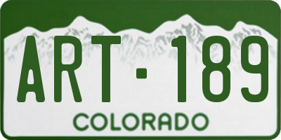 CO license plate ART189