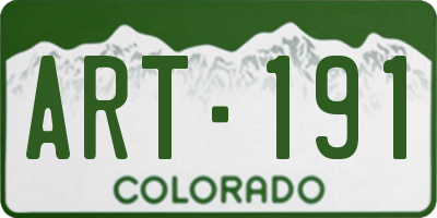 CO license plate ART191