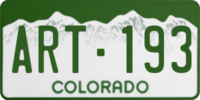 CO license plate ART193