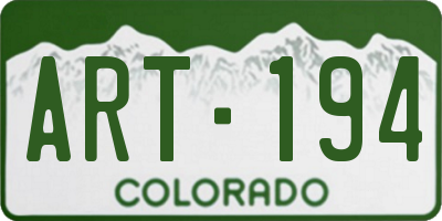 CO license plate ART194