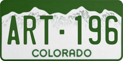 CO license plate ART196