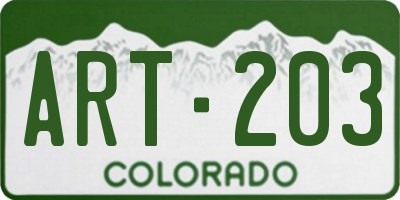 CO license plate ART203