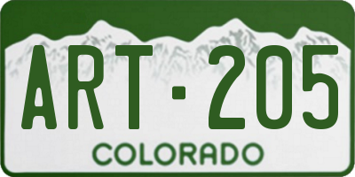 CO license plate ART205