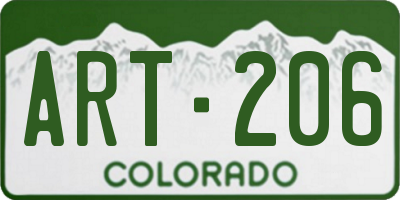 CO license plate ART206