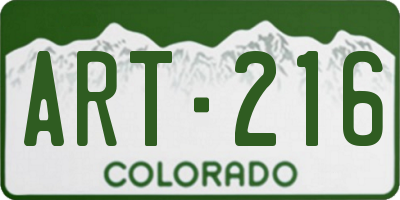 CO license plate ART216