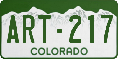 CO license plate ART217