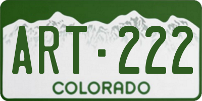 CO license plate ART222