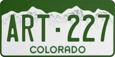 CO license plate ART227