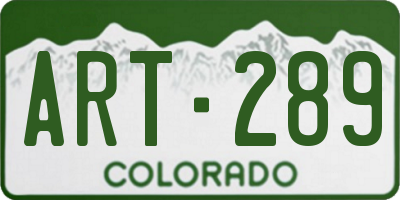 CO license plate ART289