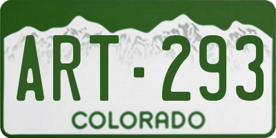 CO license plate ART293