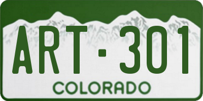 CO license plate ART301