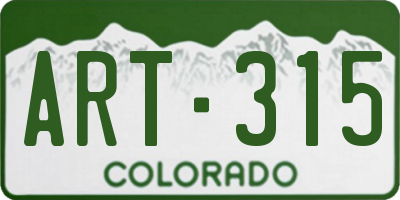 CO license plate ART315