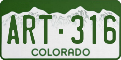 CO license plate ART316