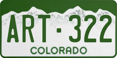 CO license plate ART322