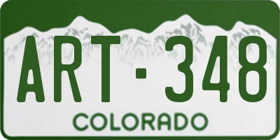 CO license plate ART348