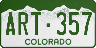 CO license plate ART357